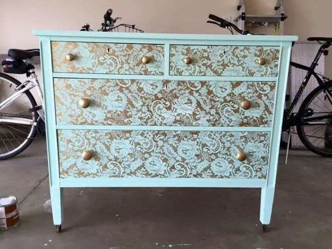 chest of drawers makeover ideas blue lace