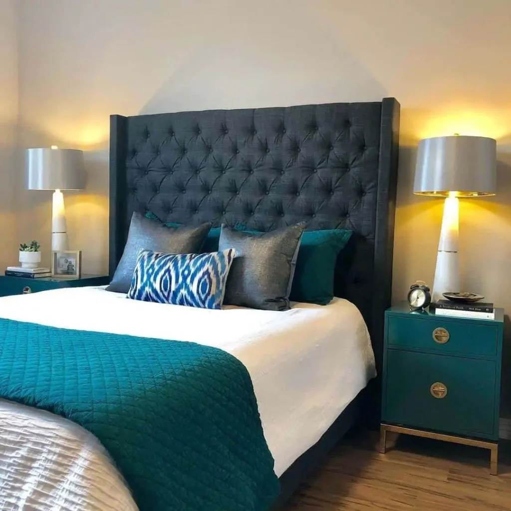 Teal and White Bedroom 