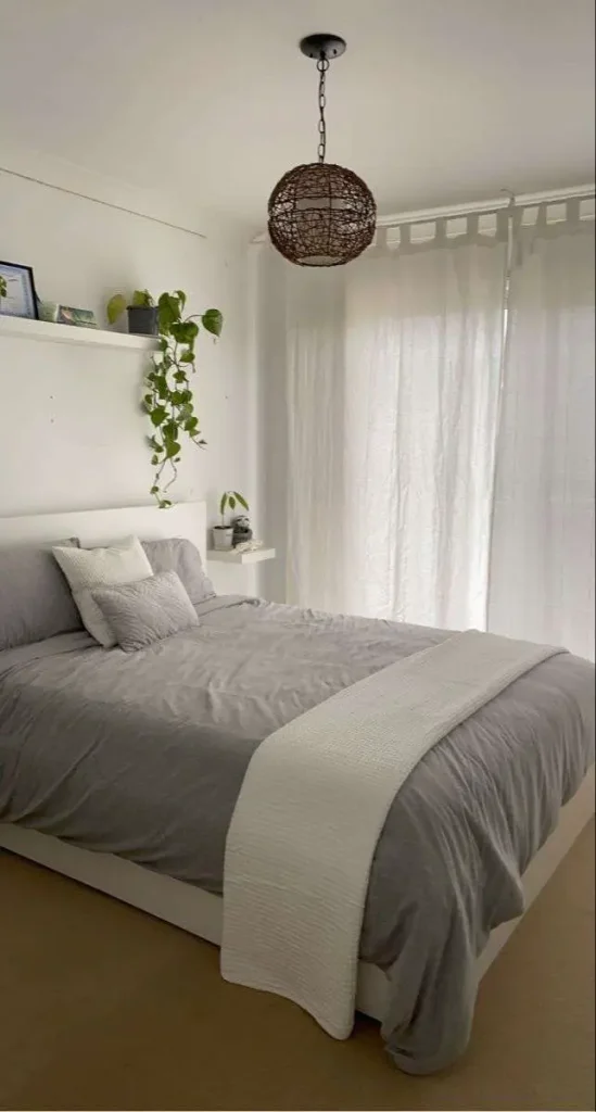 White Bedroom with Plant decor