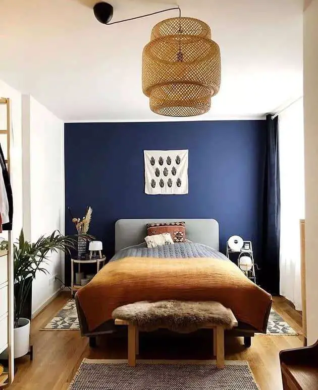 Blue Boho-themed bedroom