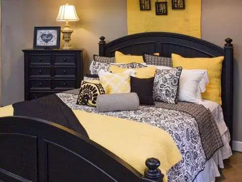 Black White and Yellow Bedroom