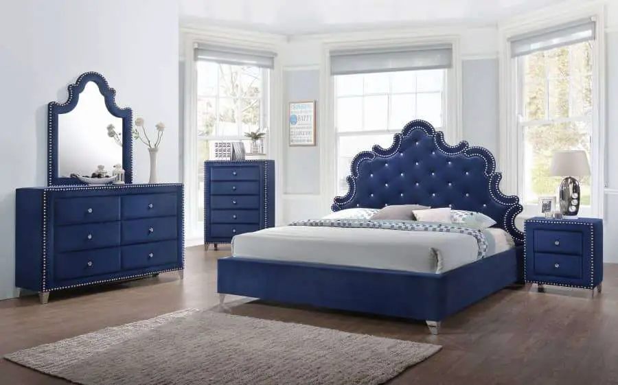 Blue queen sized bedroom set