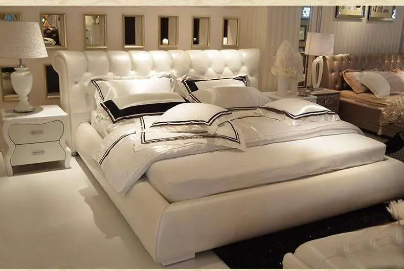 White Leather Bedroom Set 