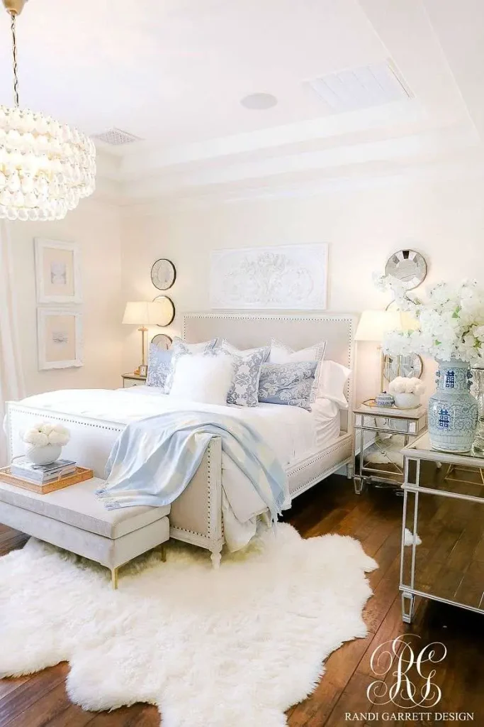 Blue and white French style bedroom