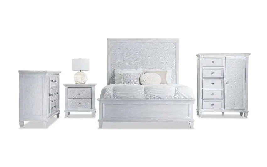 Distressed White Bedroom Set