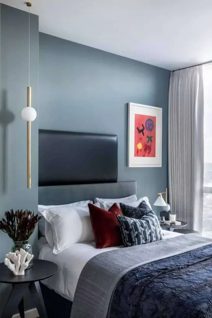 Slate blue bedroom