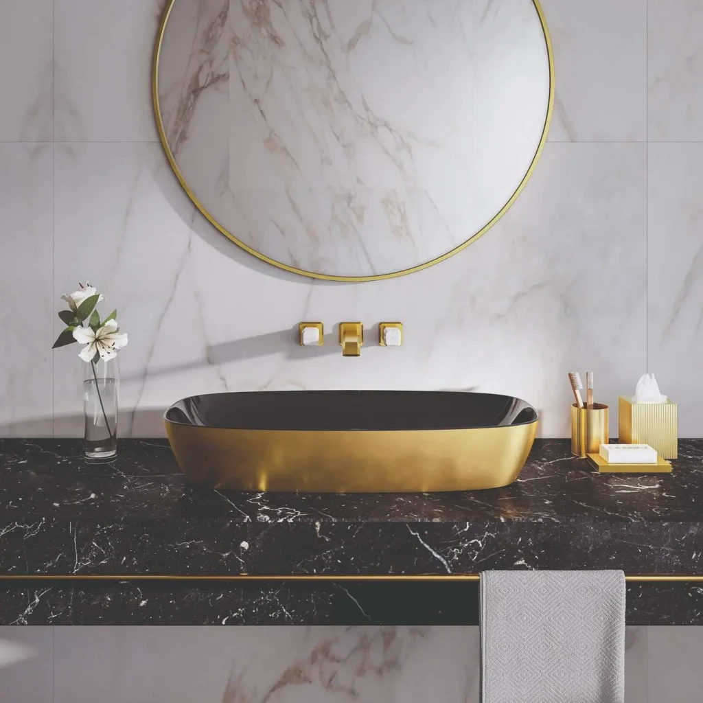 Marbled Black and Gold Bathroom Ideas