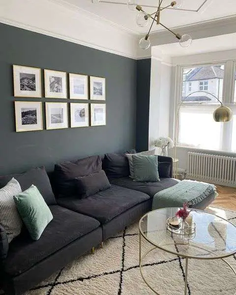 Dark grey couch living room