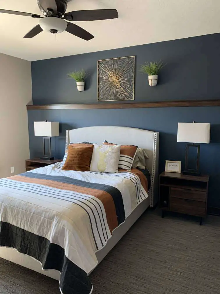 Navy Blue Accent Wall Master Bedroom
