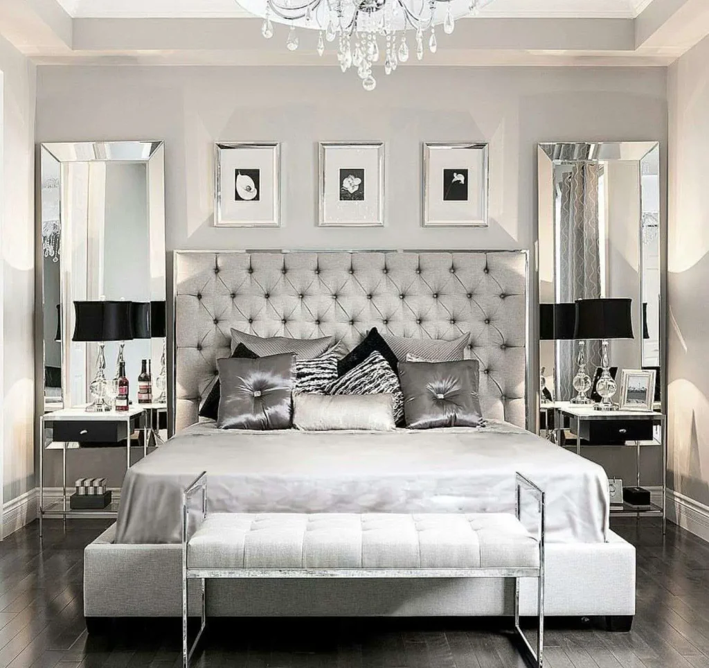 silver bedroom ideas with metallic
