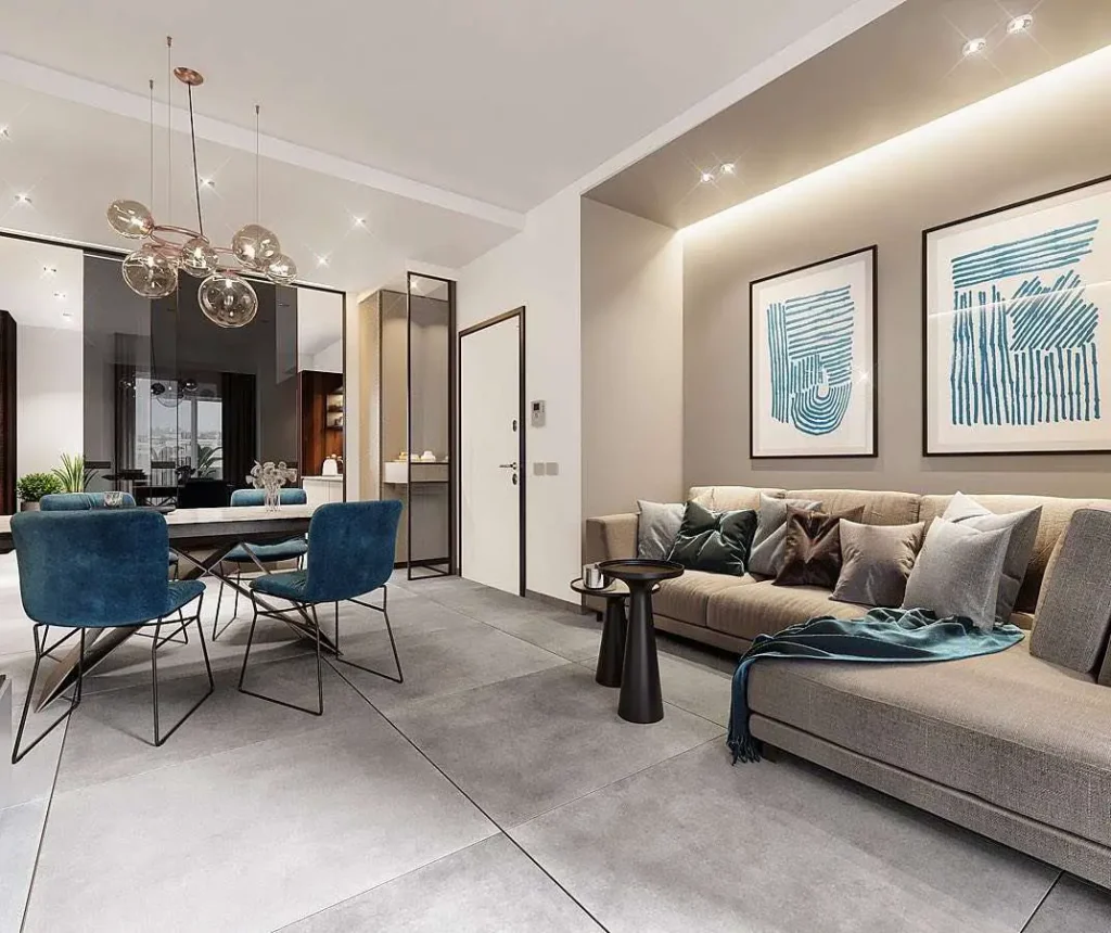 modern grey floor living room