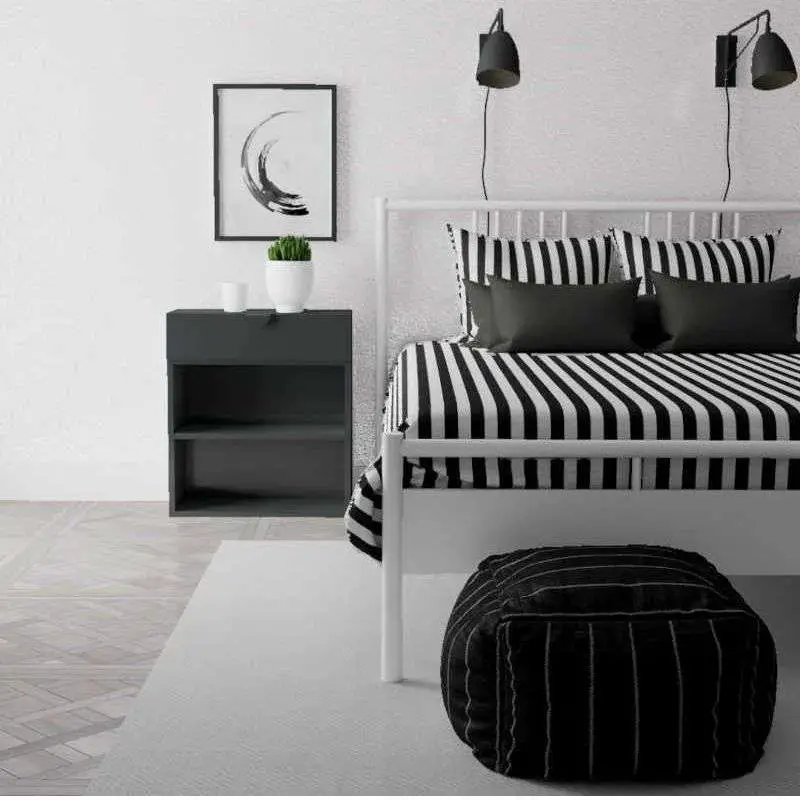 white and black bedroom set