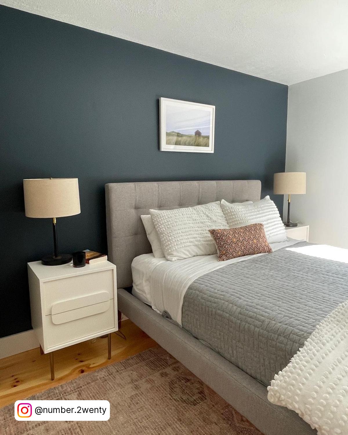 Blue Green Accent Wall Bedroom
