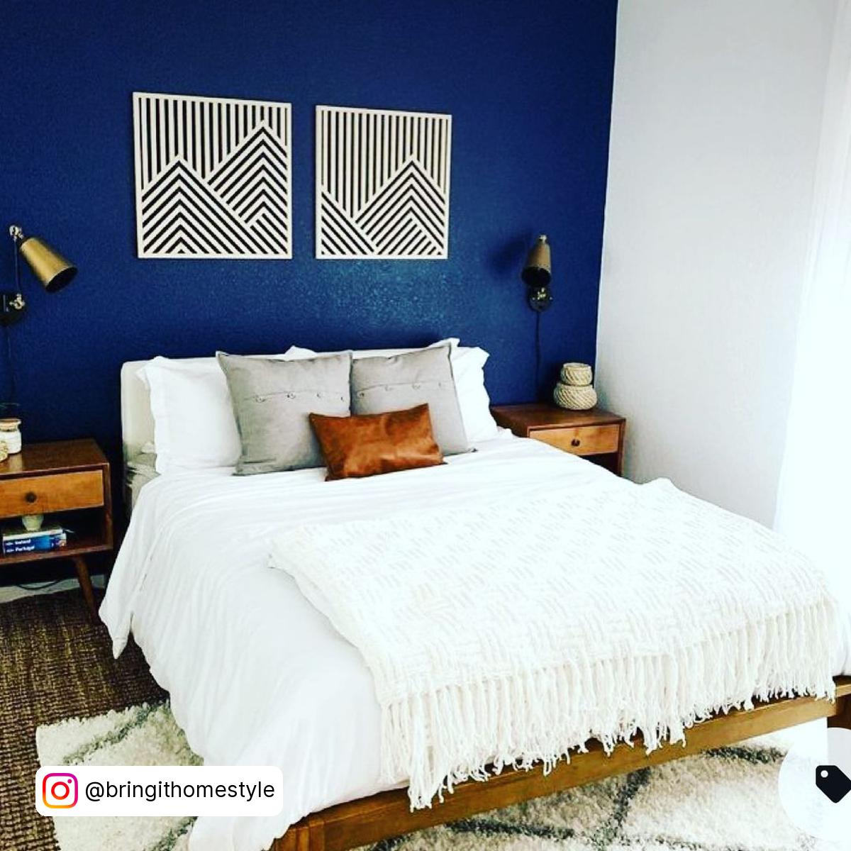 Blue Grey Accent Wall Bedroom