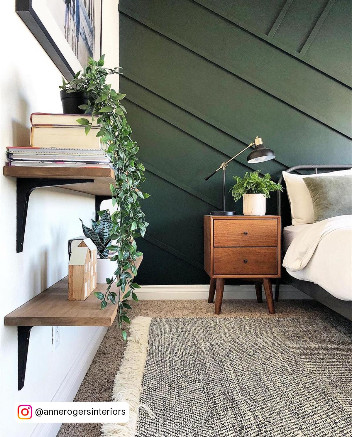 Forest Green Accent Wall Bedroom